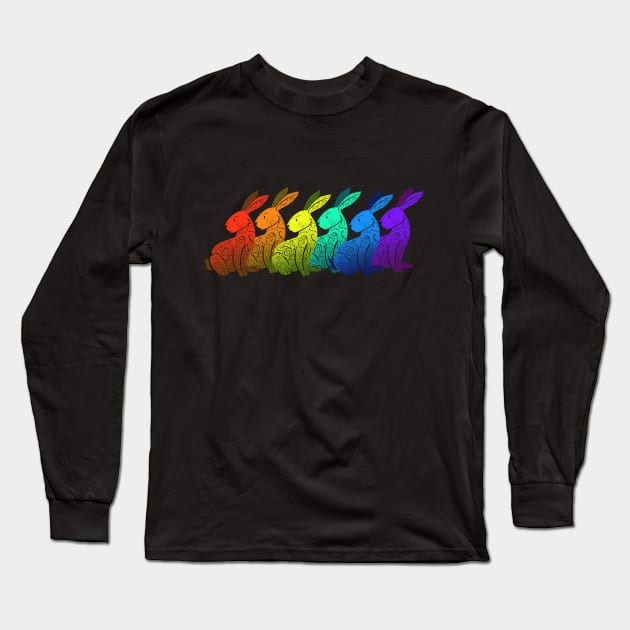 Bunny Rainbow! Long Sleeve T-Shirt by vanitygames